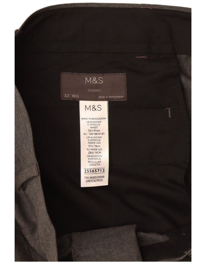 Marks & Spencer Pantalon décontracté skinny pour homme W32 L31 Gris Polyester