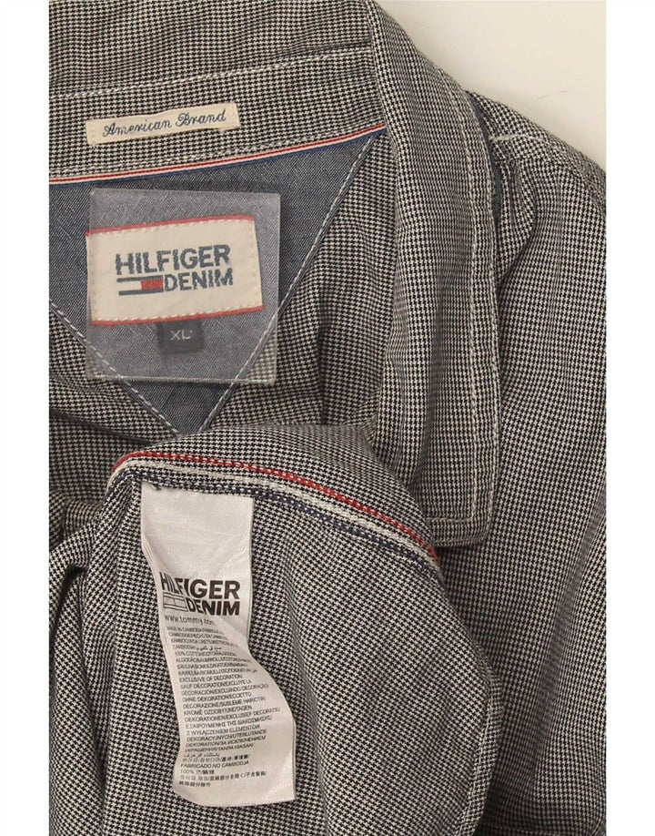 Tommy Hilfiger Chemise Homme XL Bleu Marine Pied-de-Poule Coton