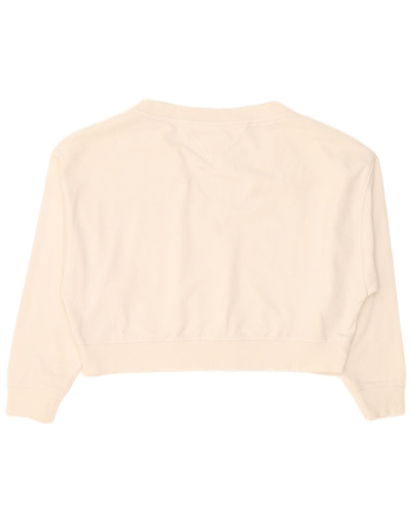 Tommy Hilfiger Sweat-shirt court surdimensionné pour femme UK 10 Petit Blanc