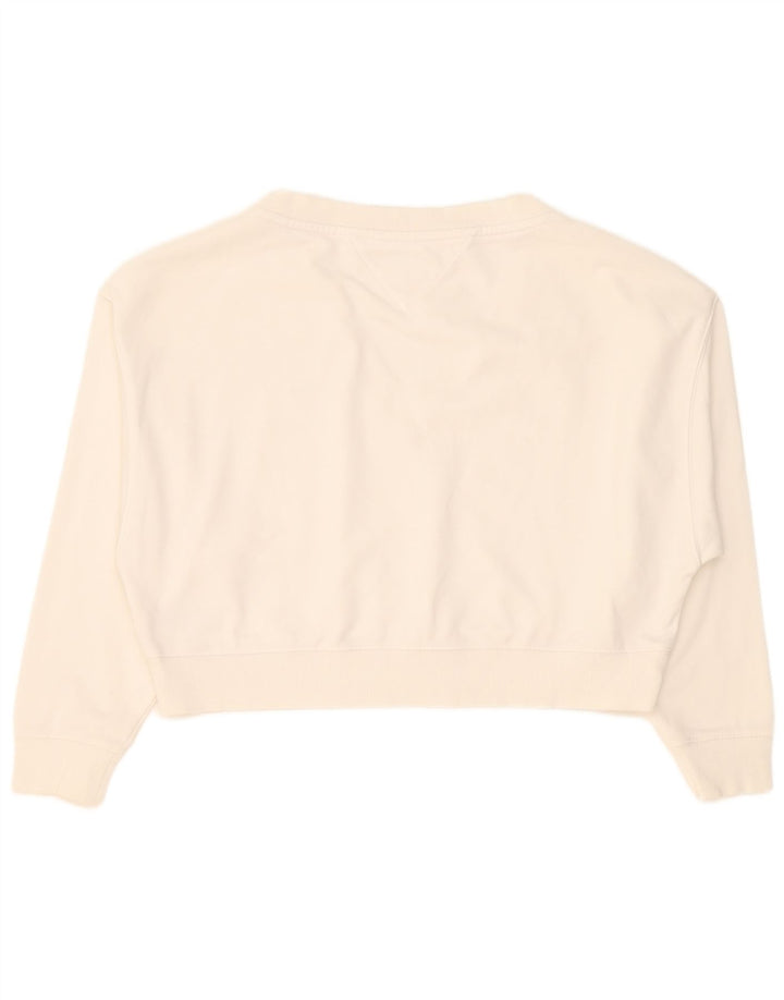 Tommy Hilfiger Sweat-shirt court surdimensionné pour femme UK 10 Petit Blanc