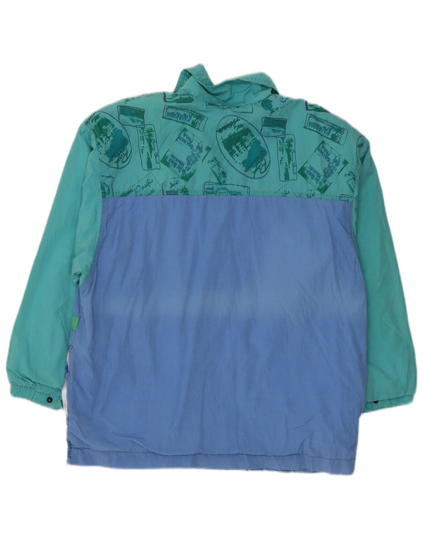 Veste Anorak surdimensionnée femme vintage UK 10 Petit colorblock bleu