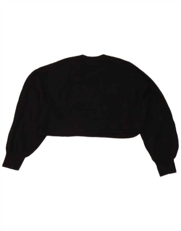 Zara Womens Crop Oversize Blouse Top UK 14 Moyen Noir