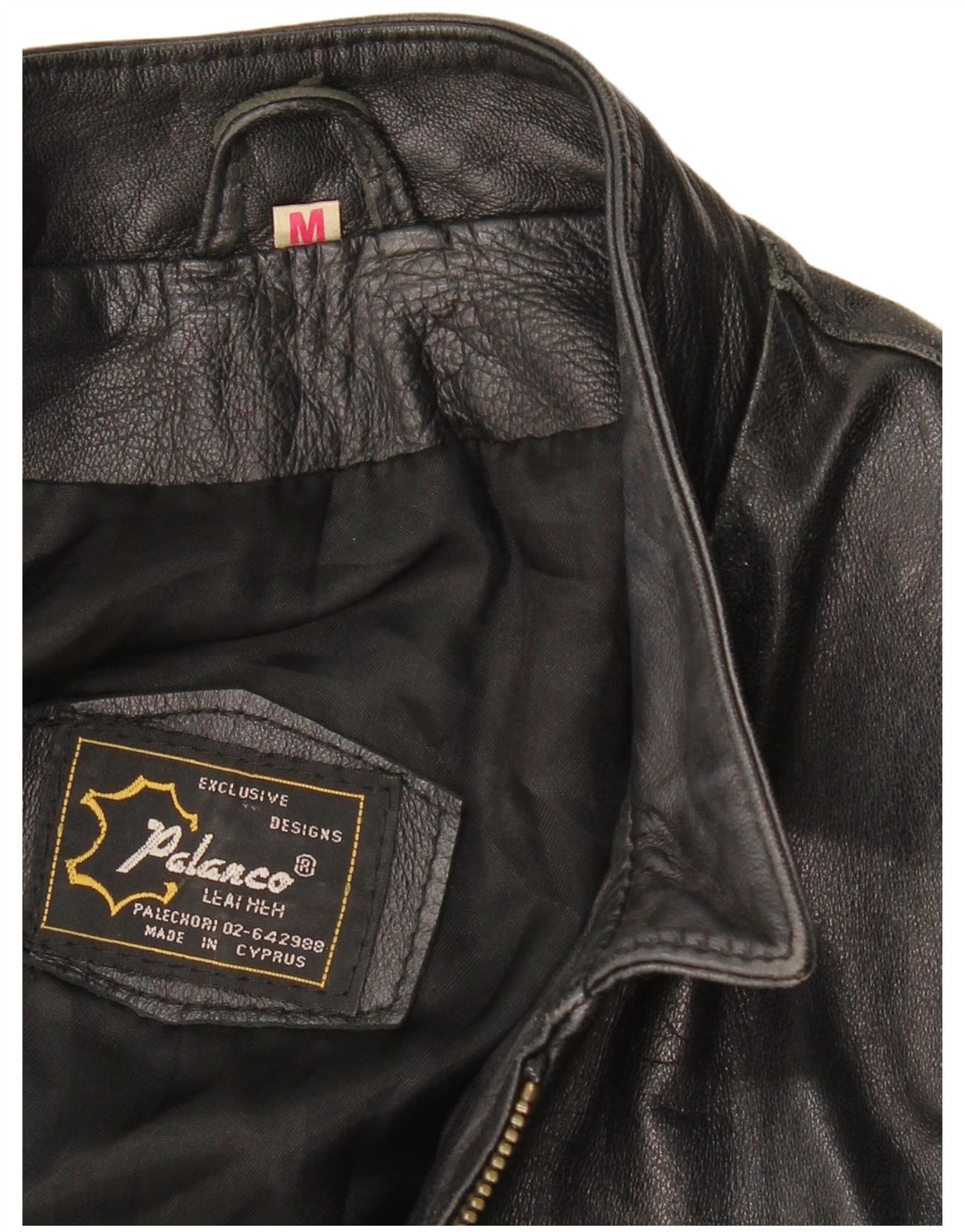 VINTAGE Veste en cuir crop femme UK 14 Cuir noir moyen