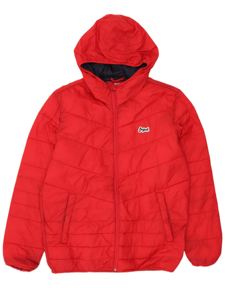 JACK & JONES Veste matelassée à capuche pour homme UK 40 Large Rouge