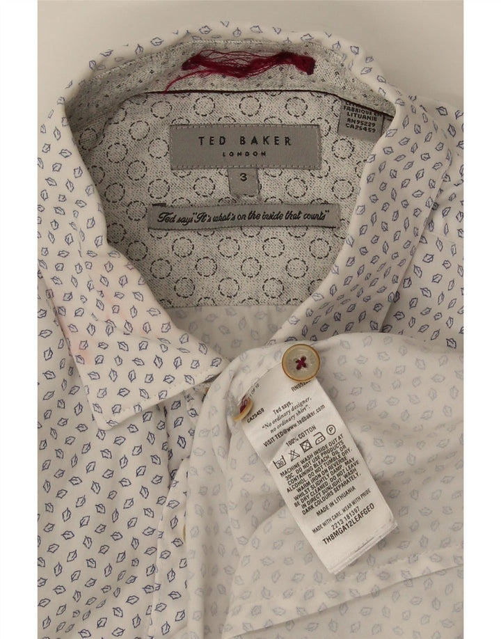 Ted Baker Chemise à motif abstrait pour homme Taille 3 Medium Off White Coton