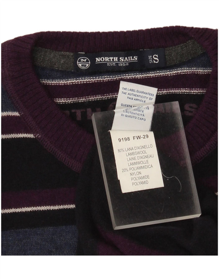North Sails Pull à col rond pour homme en laine rayée multicolore