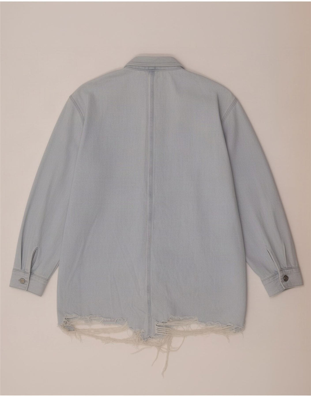 Zara Femme Chemise En Jean Oversize UK 14 Bleu Moyen