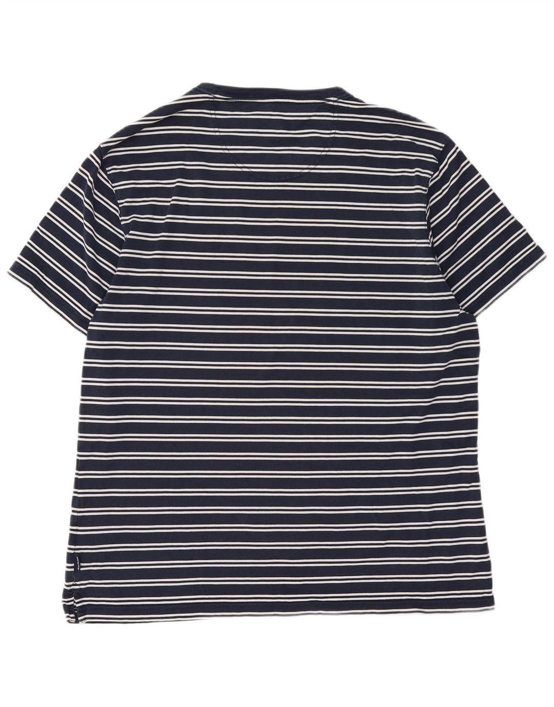 Barbour Mens T-Shirt Top Large Bleu Marine Rayé Coton