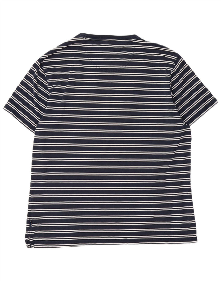 Barbour Mens T-Shirt Top Large Bleu Marine Rayé Coton