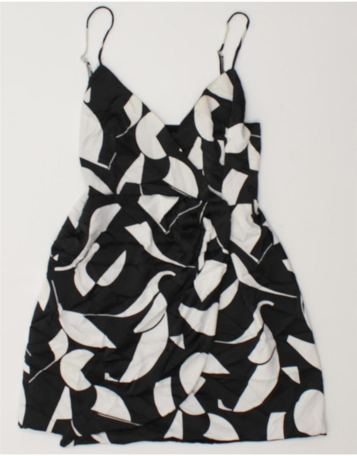 Zara Femme Mini Robe D'été UK 8 Petit Noir Géométrique