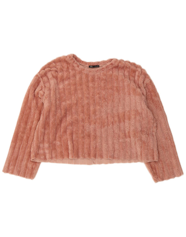Zara Womens Crop Oversize Sweatshirt Jumper UK 16 Grand Rose Polyester
