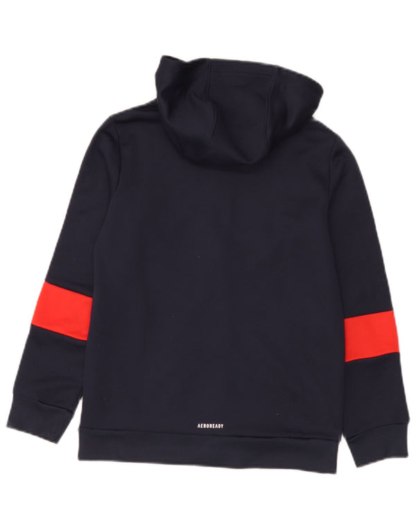 Adidas Pull à capuche zippé Aeroready pour garçon 9-10 ans Bleu marine Colourblock