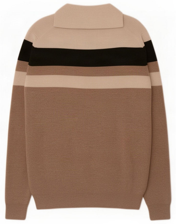 Marks & Spencer Pull à col zippé pour homme Small Beige Colourblock