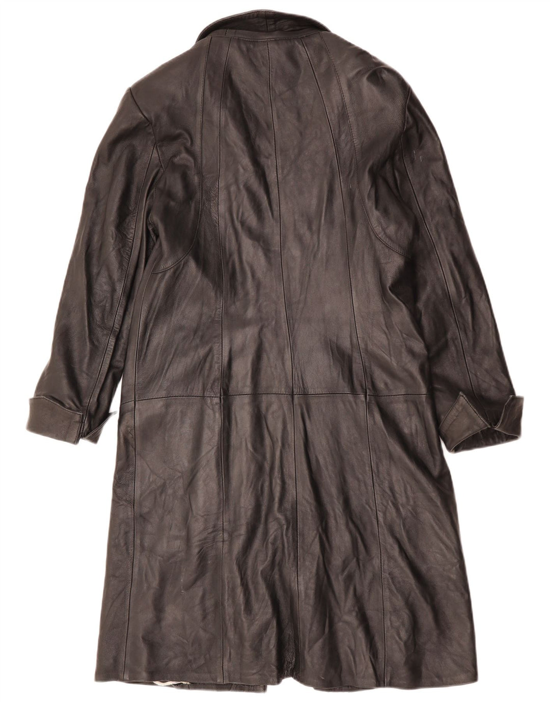 manteau en cuir femme vintage UK 12 Cuir noir moyen