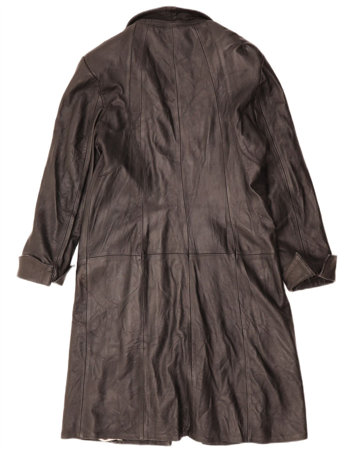 manteau en cuir femme vintage UK 12 Cuir noir moyen