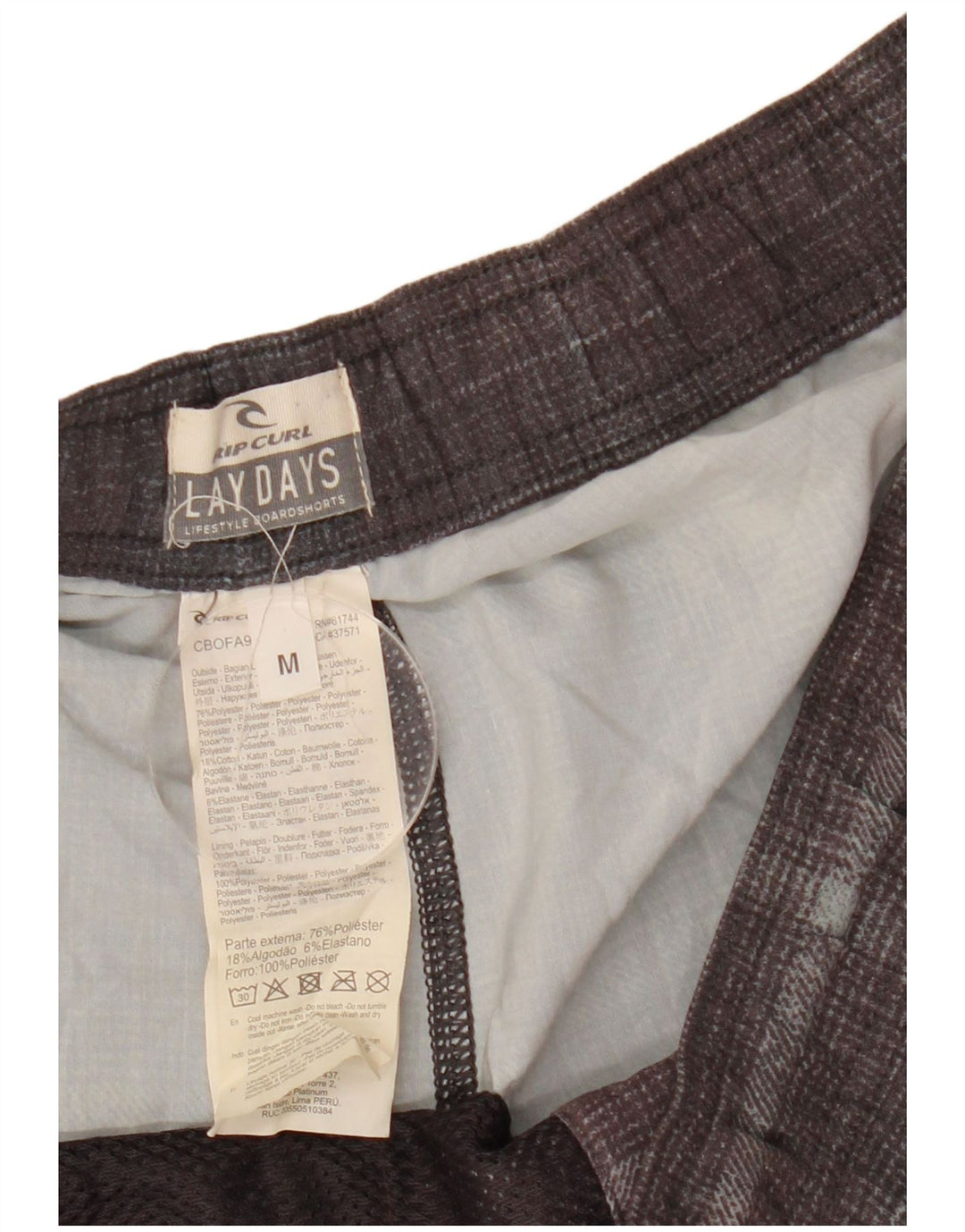 Rip Curl Short de bain homme gris moyen à carreaux en polyester