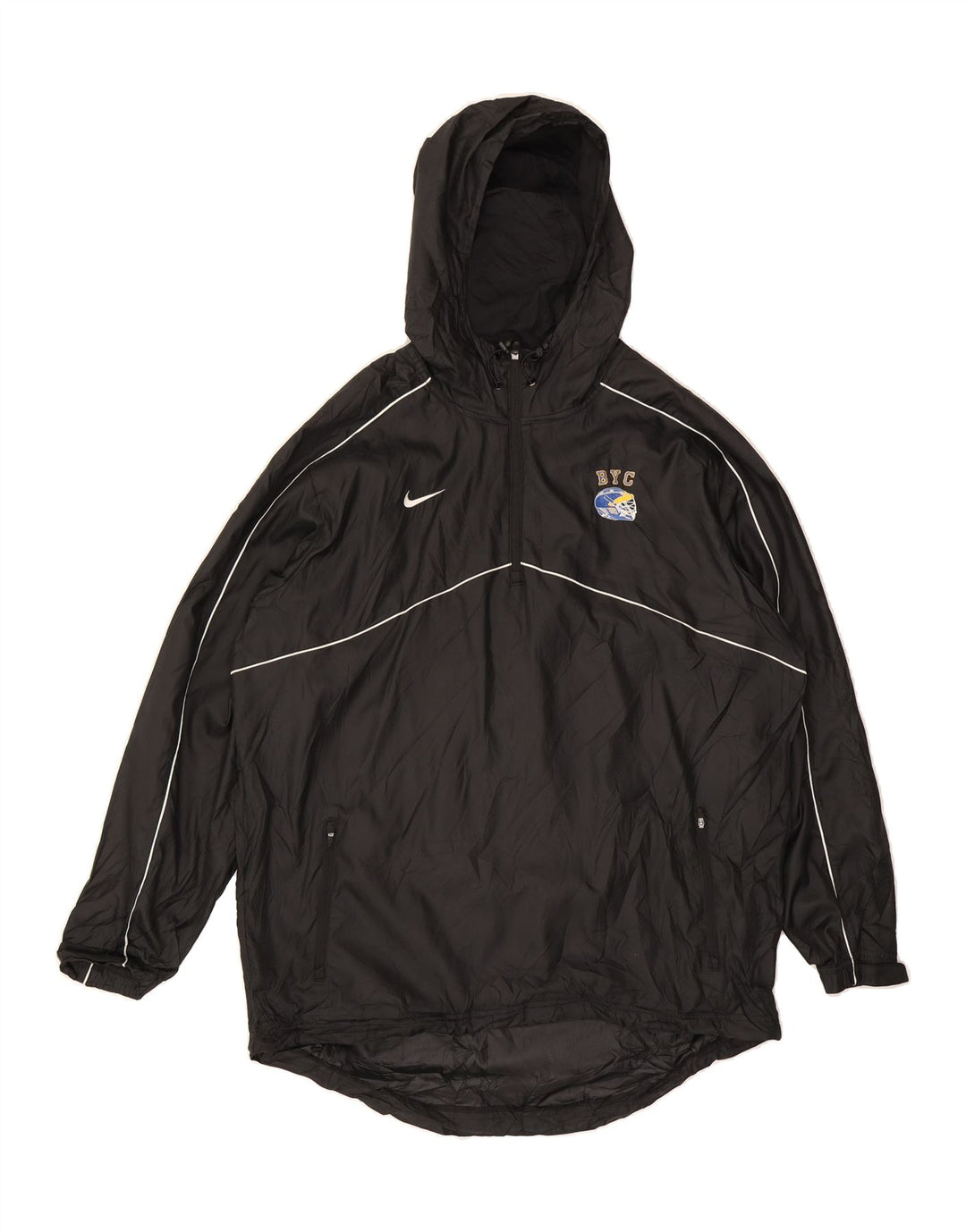 NIKE Mens Hooded Raincoat UK 38 Medium Black Vintage Nike and Second-Hand Nike from Messina Hembry 