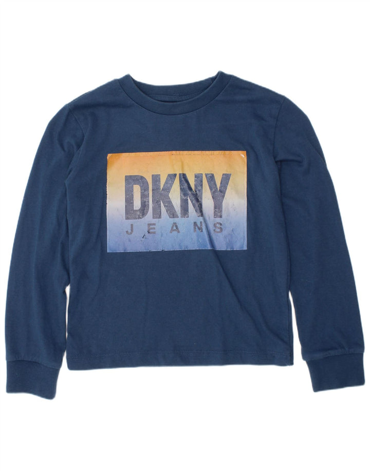 DKNY Haut graphique à manches longues pour garçon 5-6 ans en coton bleu marine