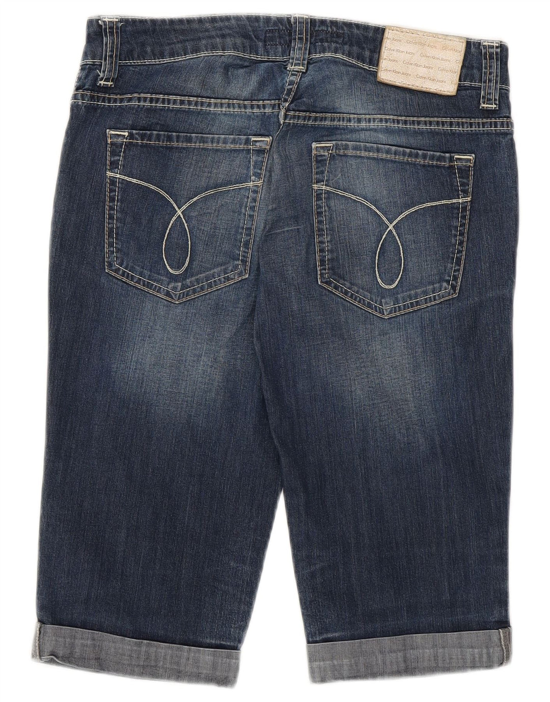 CALVIN KLEIN Femme Short En Jean W28 Bleu Marine Moyen Coton