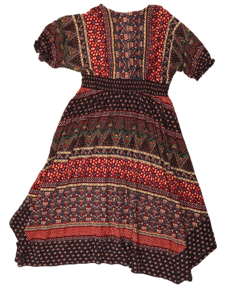 Monsoon Robe Asymétrique Femme UK 46 Grand Coton Floral Multicolore