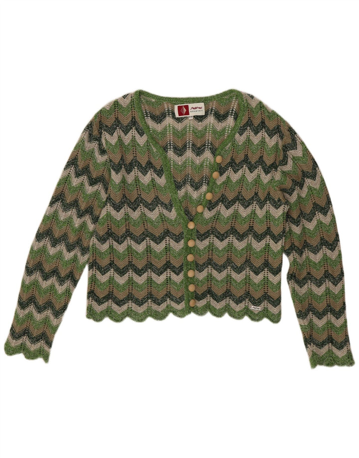 Steffner Womens Crop Cardigan Sweater EU 40 Chevron vert moyen