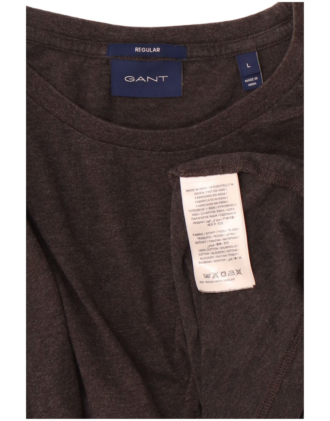 GANT Homme Regular T-Shirt Top Large Gris Coton