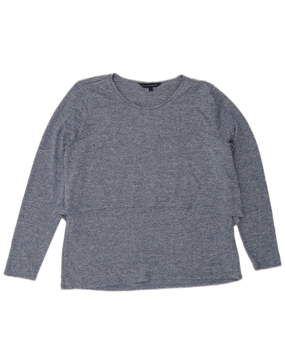 French Connection Haut Femme Manches Longues UK 44 Large Bleu Moucheté Polyester