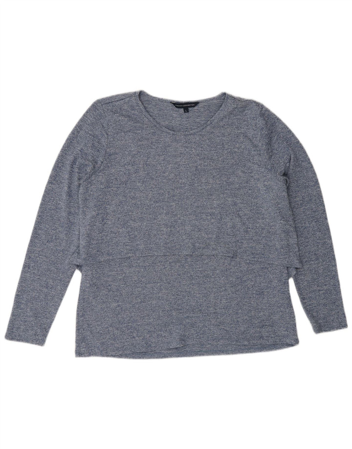 French Connection Haut Femme Manches Longues UK 44 Large Bleu Moucheté Polyester