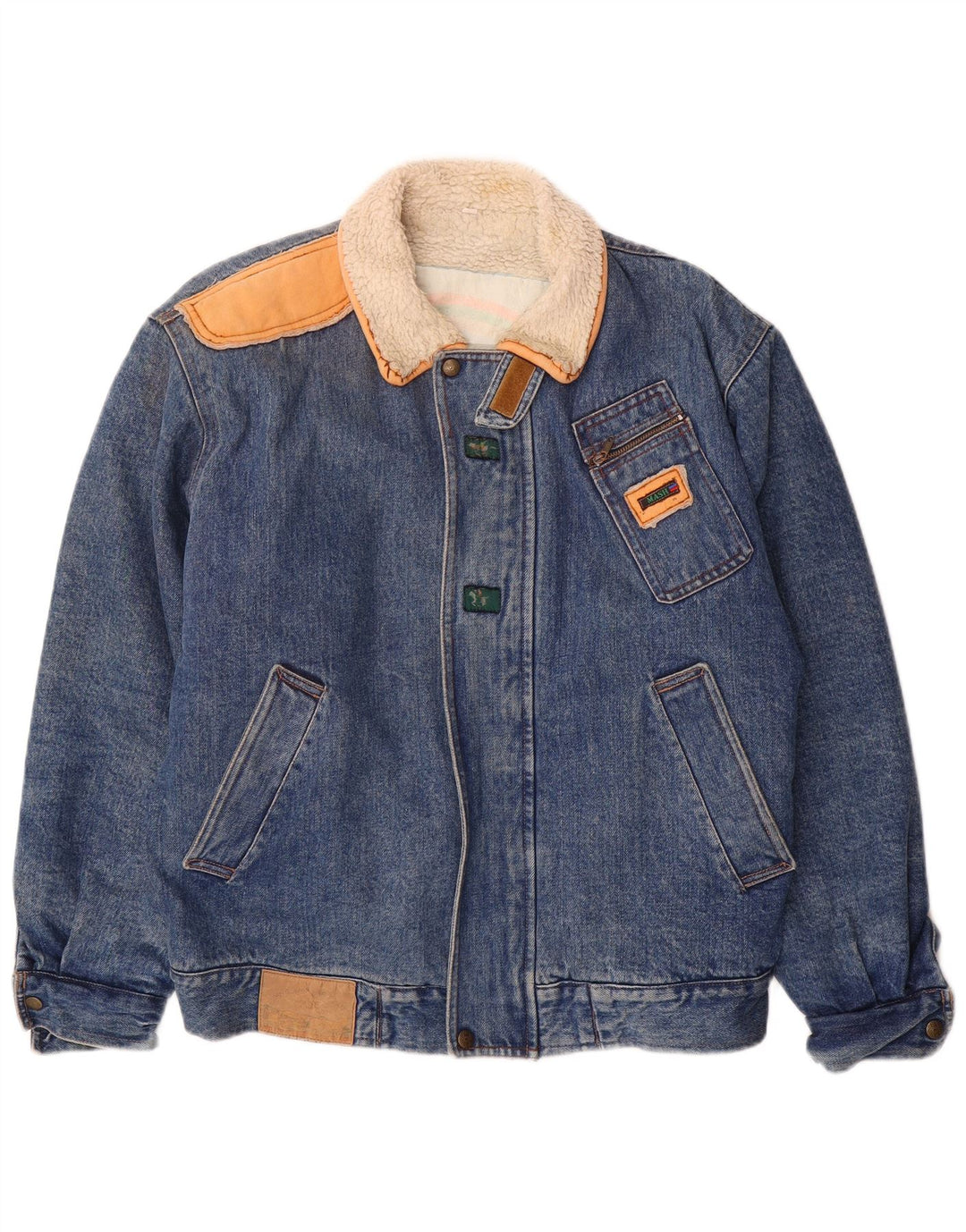 Mash Veste Sherpa en jean pour homme UK 40 Large Bleu Coton