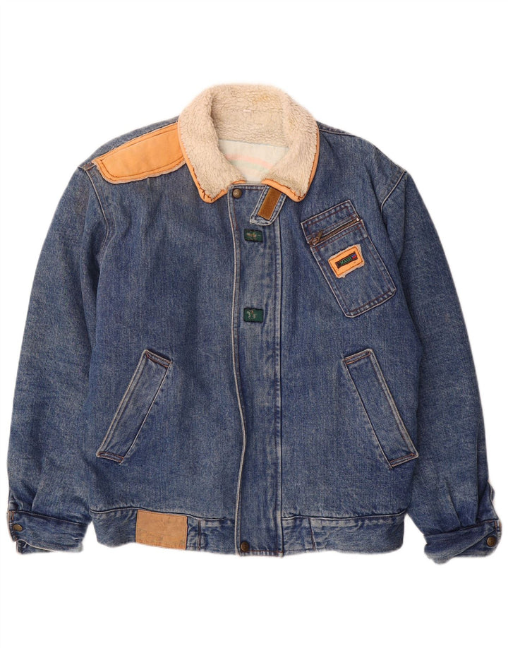 Mash Veste Sherpa en jean pour homme UK 40 Large Bleu Coton