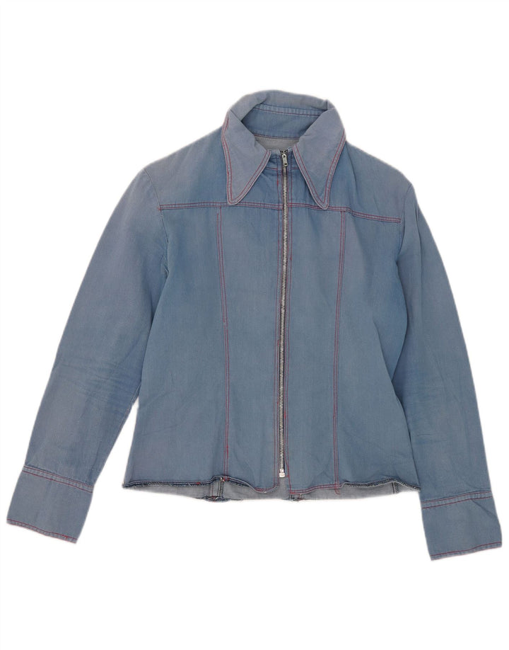 chemise en denim femme vintage UK 10 Petit Bleu