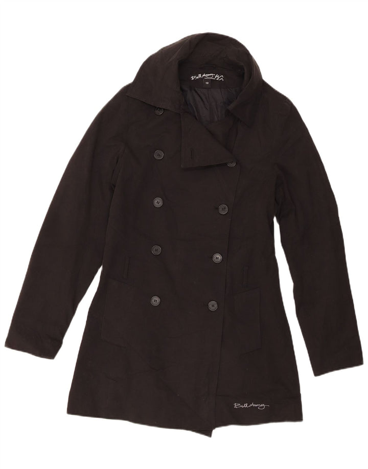 Billabong Manteau double boutonnage pour femme UK 10 Petit coton noir