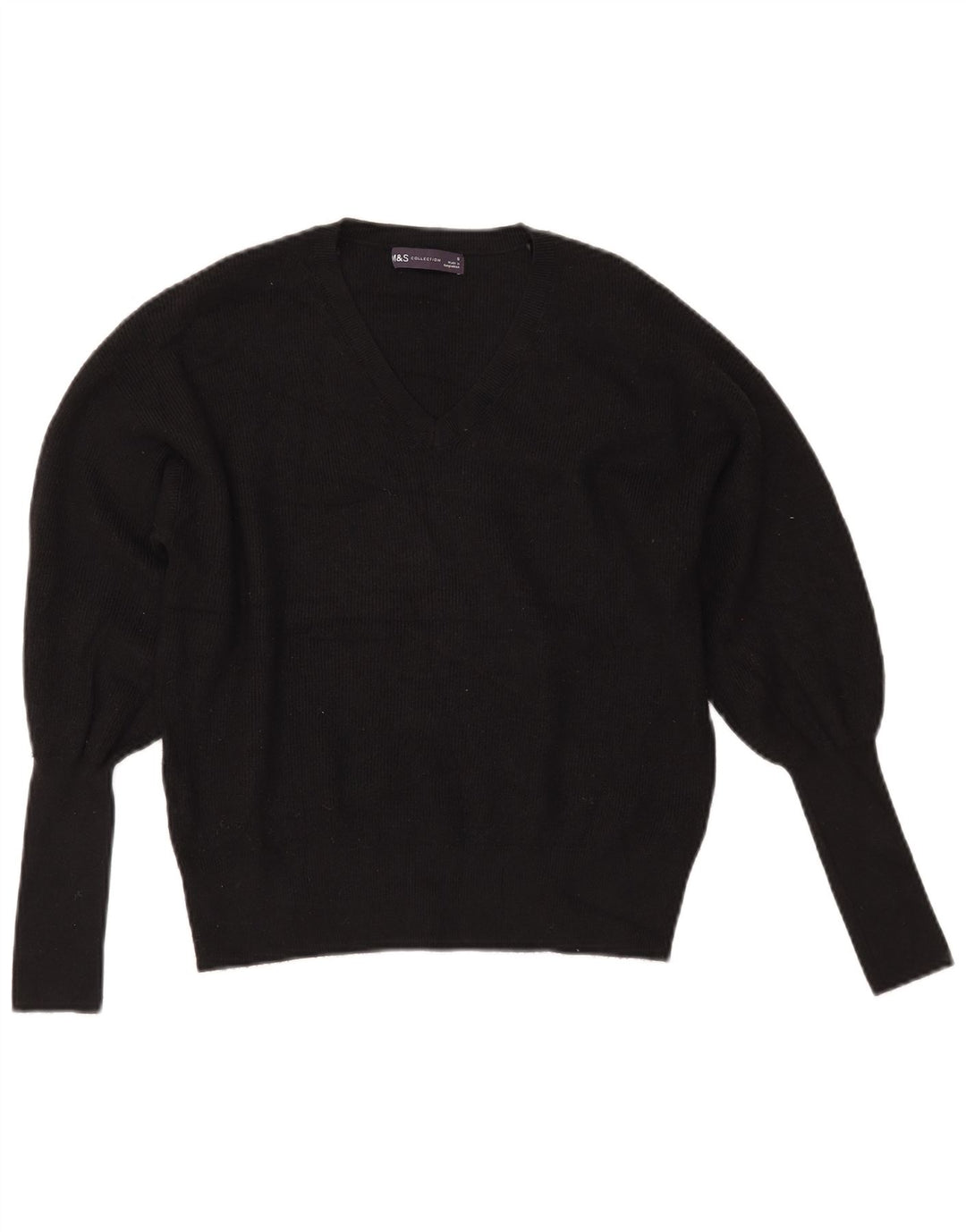 MARKS & SPENCER Pull court à col en V pour femme UK 10 Small Noir