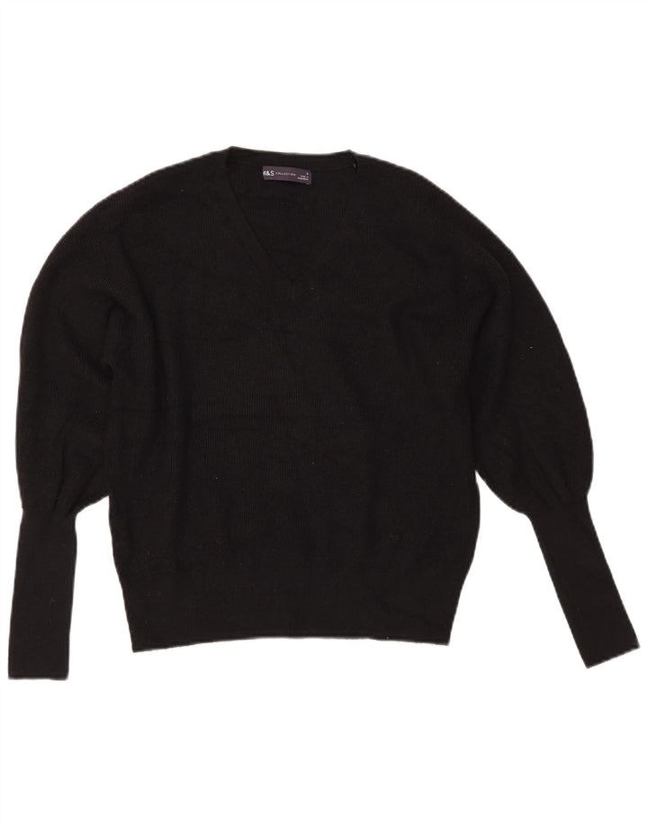 MARKS & SPENCER Pull court à col en V pour femme UK 10 Small Noir