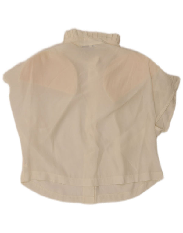 vintage Womens Crop Short Sleeve Shirt Blouse IT 44 Moyen Off White