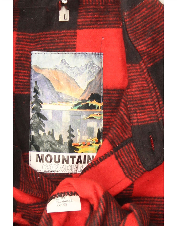vintage Mens Overshirt Flanelle Chemise Grand Rouge Check Coton