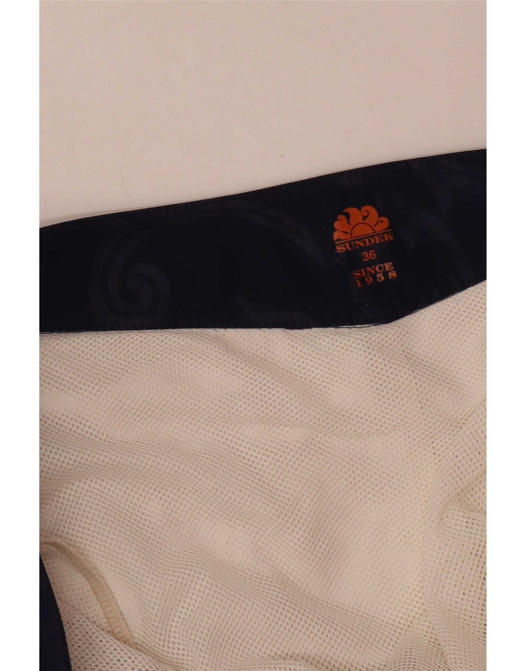 Sundek Short de bain graphique régulier pour hommes, grand, blanc, color block, plage