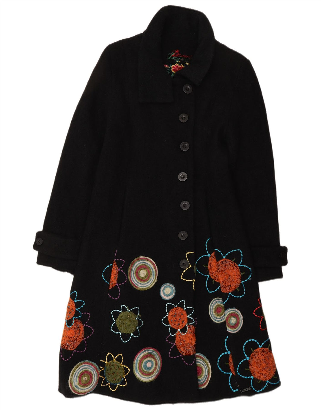 Desigual Womens Graphic Pardessus UK 10 Petit Noir Floral