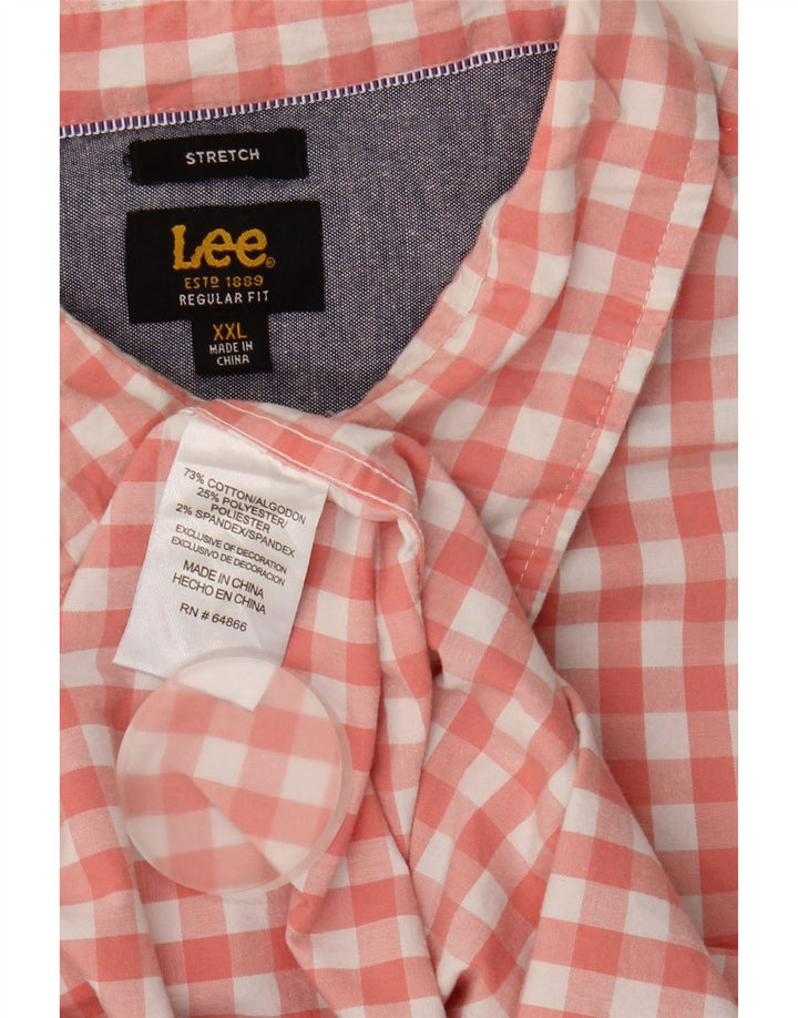 Lee Chemise extensible à manches courtes pour homme, coupe régulière, en coton vichy rose, 2XL