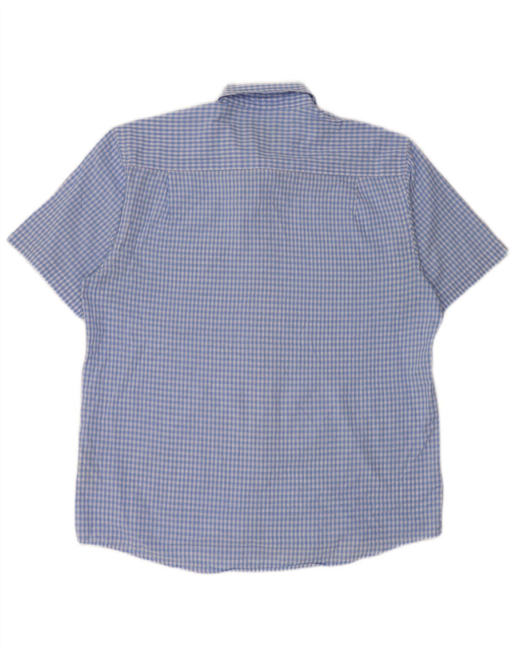 PIERRE CARDIN Chemise à manches courtes pour homme, coupe régulière, XL, bleu vichy