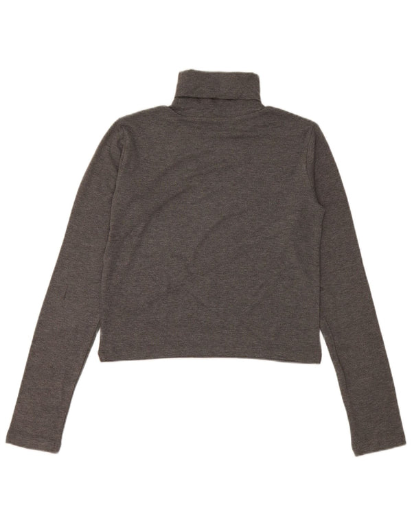 Zara Womens Crop Top Long Sleeve UK 12 Medium Grey