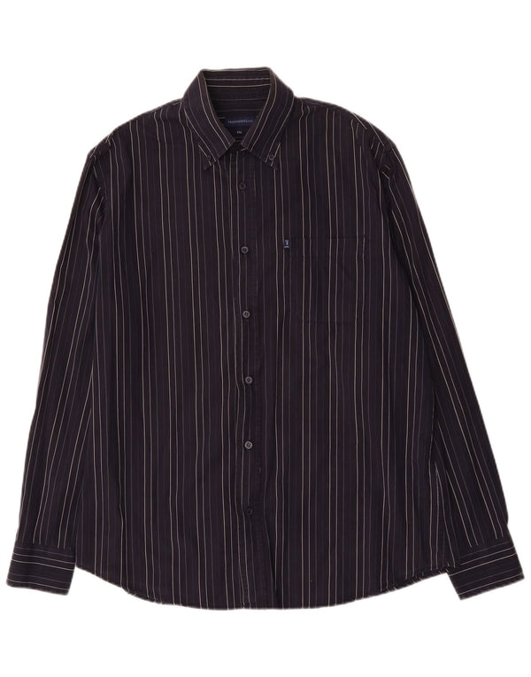 Trussardi Jeans Chemise Homme 2XL Bleu Marine Rayé Coton