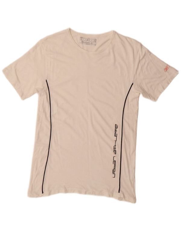 Reebok T-Shirt Graphique Homme Large Blanc Viscose