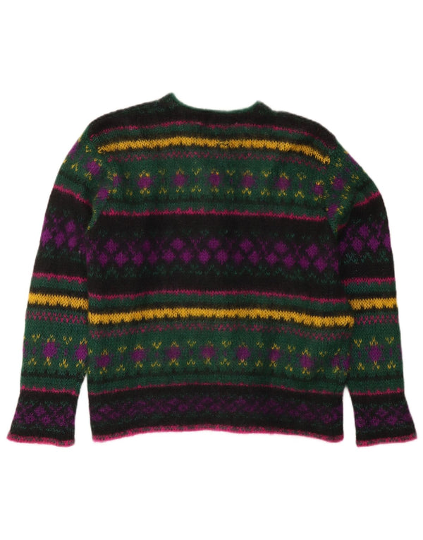 Benetton Cardigan Femme Pull IT 46 Large Multicolore Fair Isle Mohair