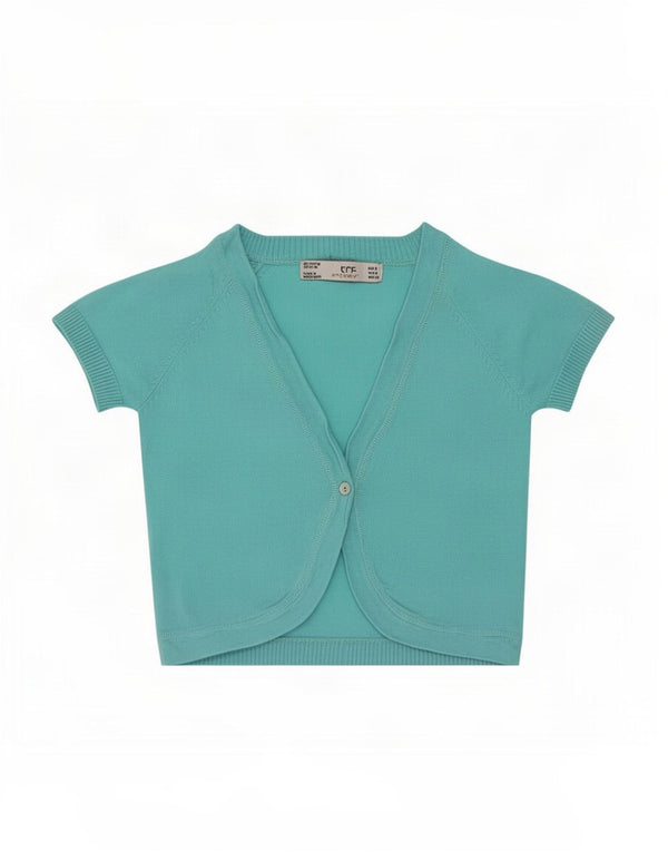 Zara Womens Trafaluc Bolero Cardigan Pull UK 8 Petit Bleu Coton