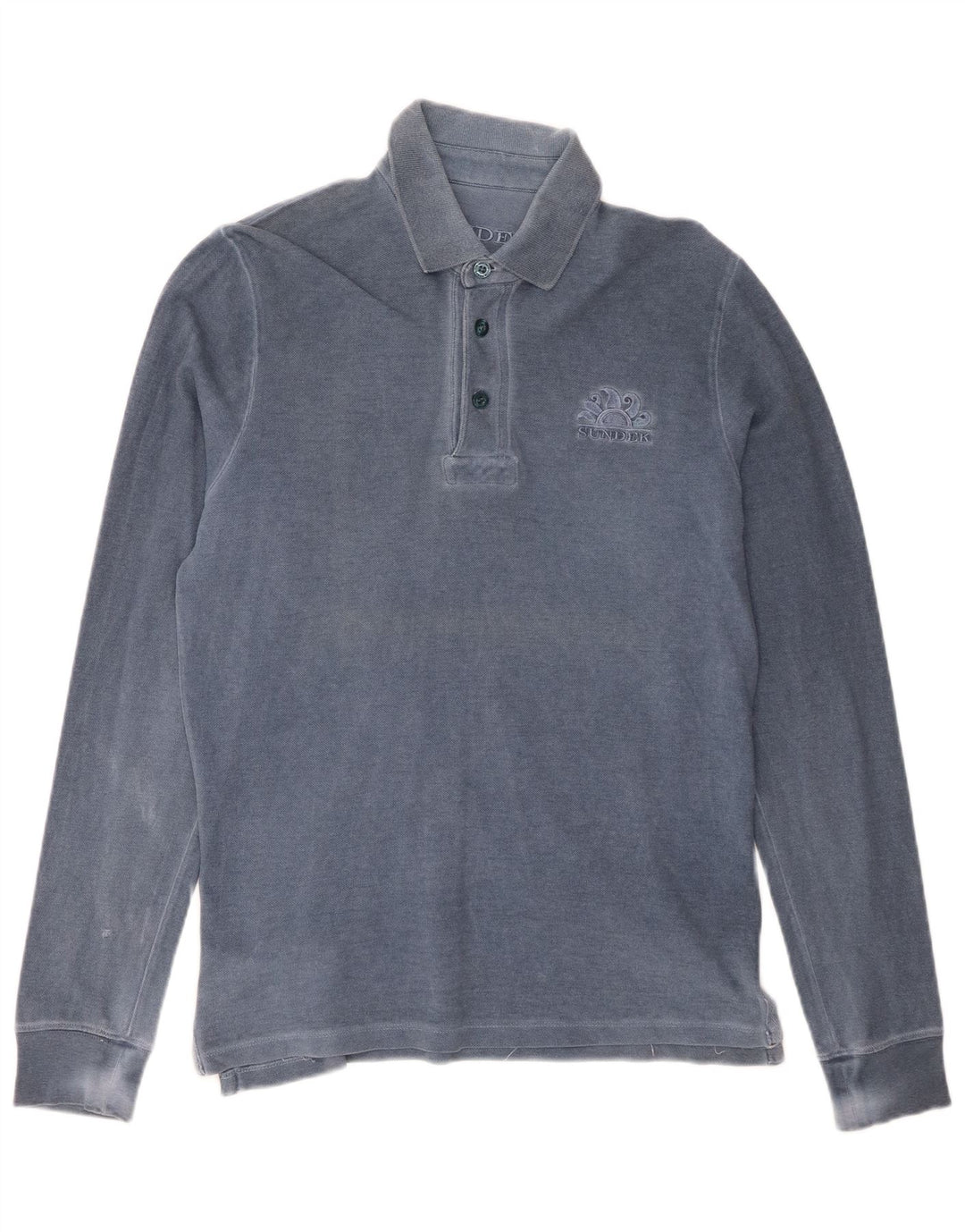 SUNDEK Polo à manches longues pour homme en coton bleu petit