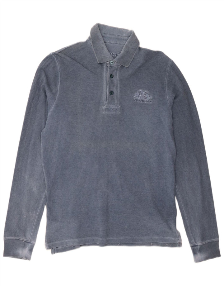 SUNDEK Polo à manches longues pour homme en coton bleu petit