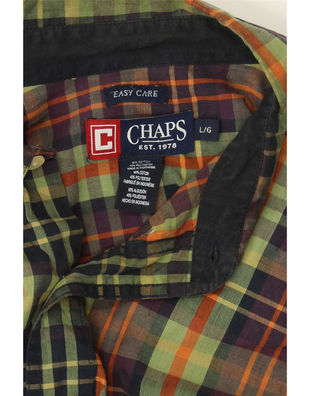 Chaps Chemise Homme Facile d'entretien Grand Carreau Vert Coton