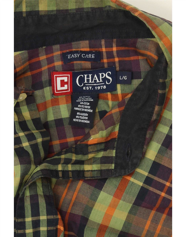 Chaps Chemise Homme Facile d'entretien Grand Carreau Vert Coton