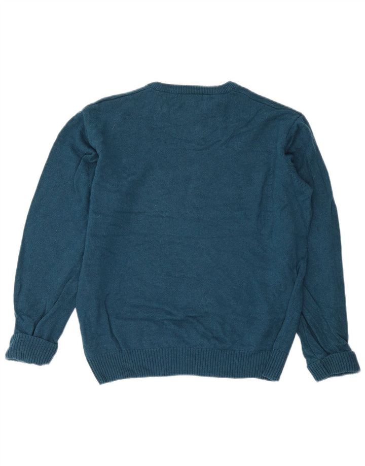John Lewis Pull à col rond pour homme en laine mérinos bleue